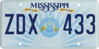 MS license plate ZDX433