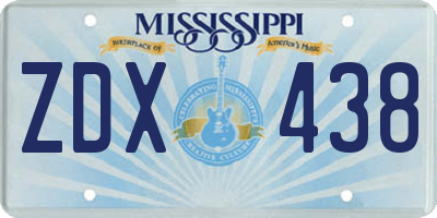 MS license plate ZDX438