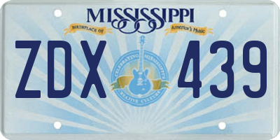 MS license plate ZDX439