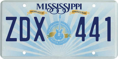 MS license plate ZDX441