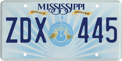 MS license plate ZDX445
