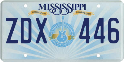 MS license plate ZDX446