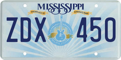 MS license plate ZDX450