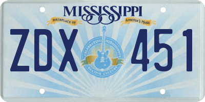 MS license plate ZDX451