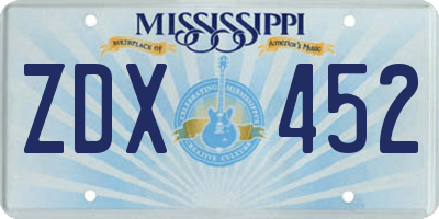 MS license plate ZDX452