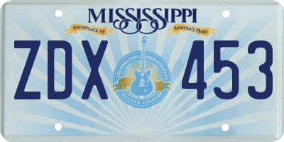 MS license plate ZDX453