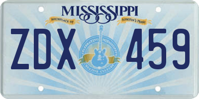 MS license plate ZDX459