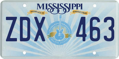 MS license plate ZDX463