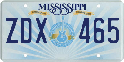 MS license plate ZDX465