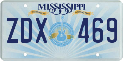 MS license plate ZDX469