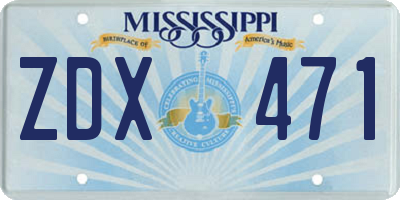 MS license plate ZDX471