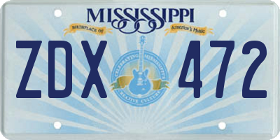 MS license plate ZDX472