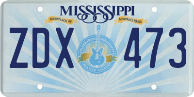 MS license plate ZDX473