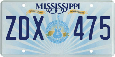 MS license plate ZDX475
