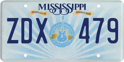 MS license plate ZDX479