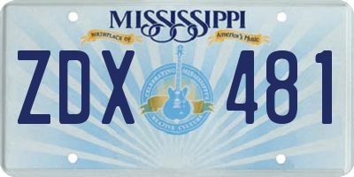 MS license plate ZDX481