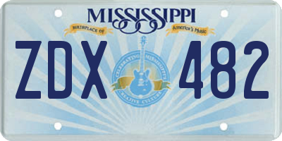 MS license plate ZDX482
