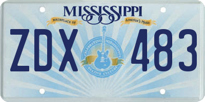 MS license plate ZDX483