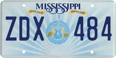 MS license plate ZDX484