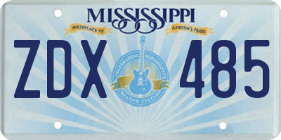 MS license plate ZDX485