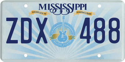 MS license plate ZDX488