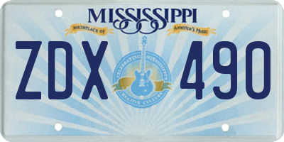 MS license plate ZDX490