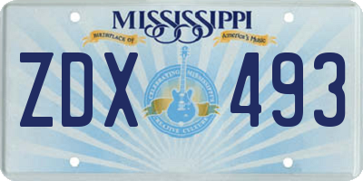 MS license plate ZDX493