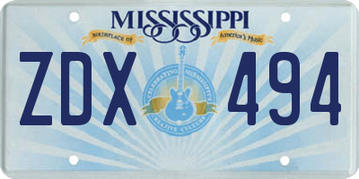 MS license plate ZDX494