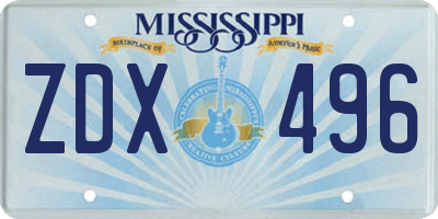 MS license plate ZDX496