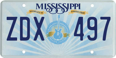 MS license plate ZDX497