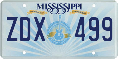 MS license plate ZDX499