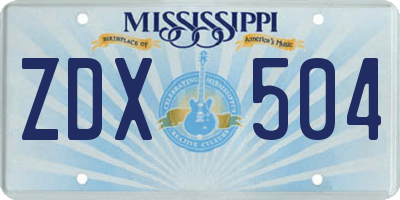 MS license plate ZDX504