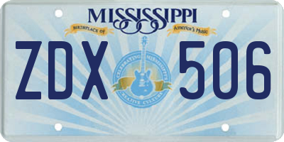 MS license plate ZDX506