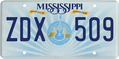 MS license plate ZDX509