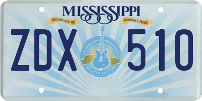 MS license plate ZDX510