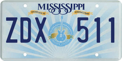 MS license plate ZDX511