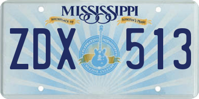 MS license plate ZDX513