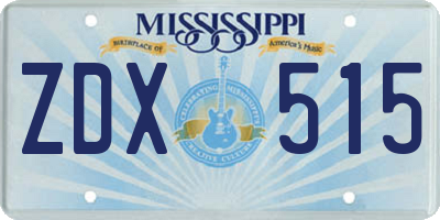 MS license plate ZDX515