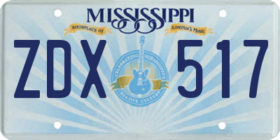 MS license plate ZDX517