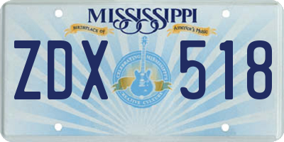 MS license plate ZDX518