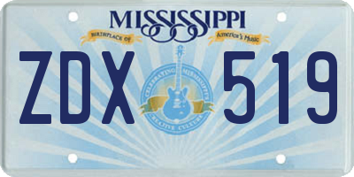 MS license plate ZDX519