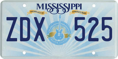MS license plate ZDX525