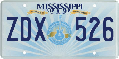 MS license plate ZDX526