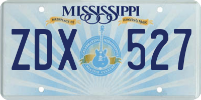 MS license plate ZDX527