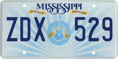MS license plate ZDX529