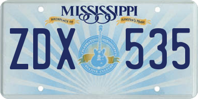 MS license plate ZDX535