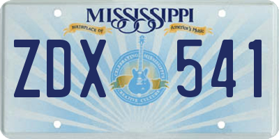 MS license plate ZDX541
