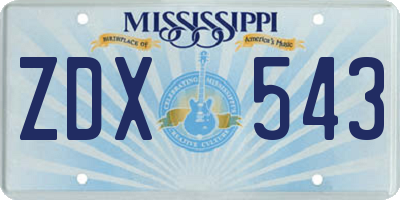MS license plate ZDX543
