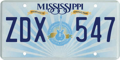 MS license plate ZDX547