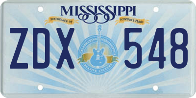 MS license plate ZDX548